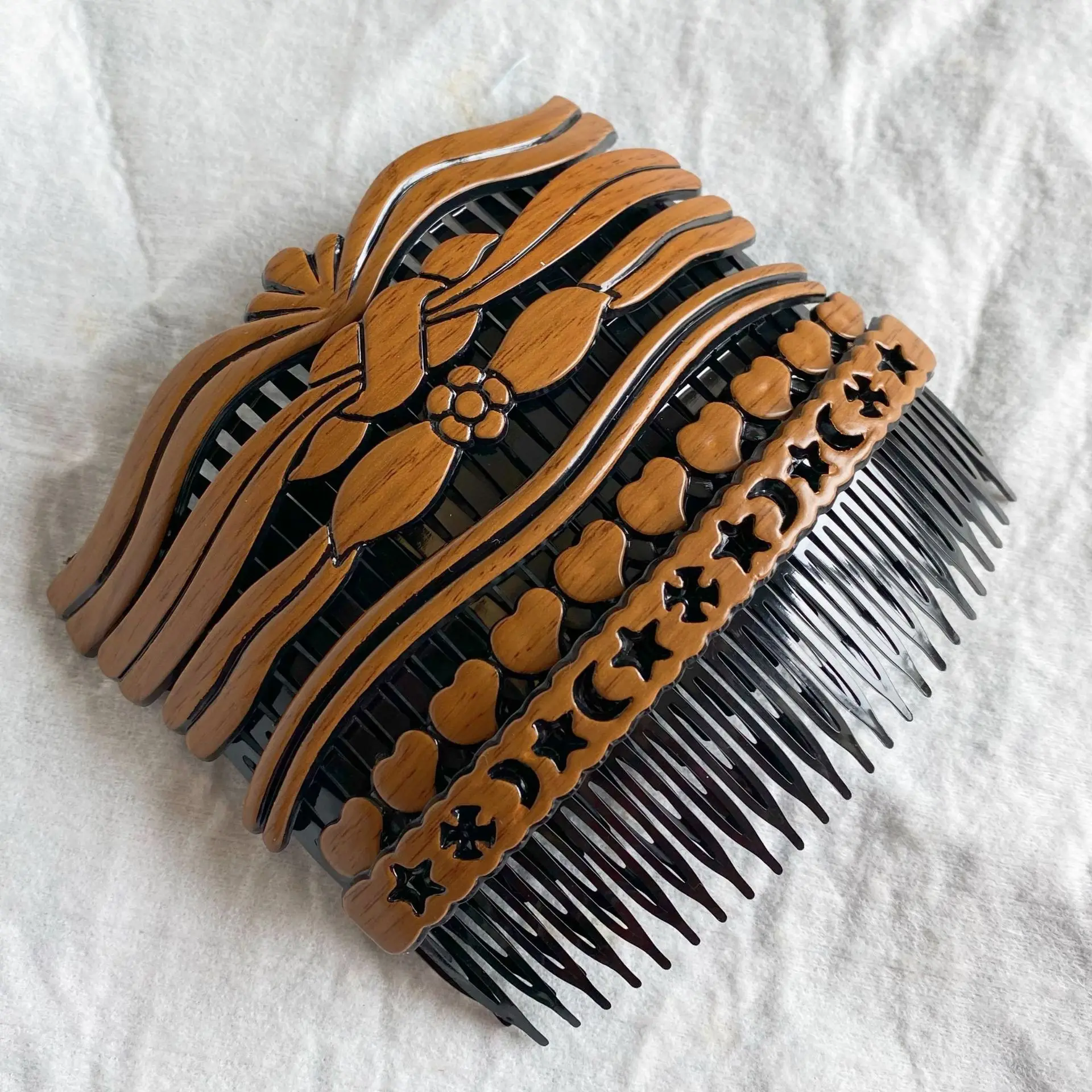 

5PCS Plastic Hair Side Wood Comb Simple Hair Accessories Strong Hold Hair Comb For Women Girls