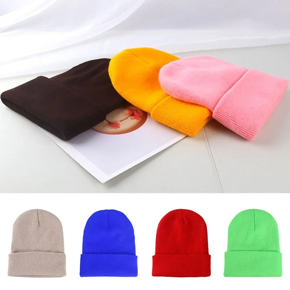 

Fashion Thickened Winter Hats Ear Protection Solid Cute Beanie Caps Outdoor Keep Warm Knitted Hat for Men Women