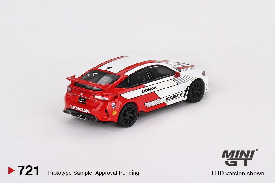 MINIGT 1:64 Honda Civic Type R #2 2023 Pace Car White MGT00721-CH Car Alloy Toys Motor Vehicle Diecast Metal Model for Children