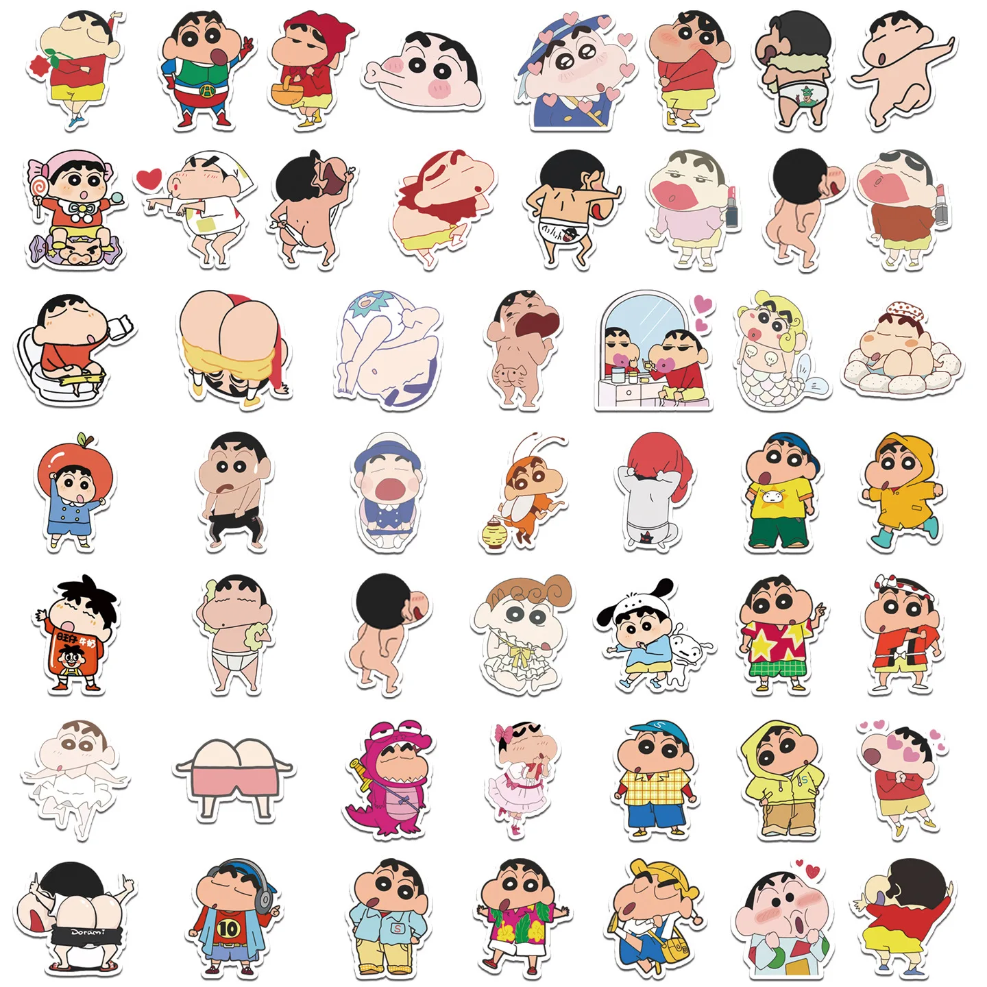 50pcs Crayon Shin Chan Cartoon Stickers Decorative Desk Laptop Scrapbook Luggage Stationery Cute Graffiti Sticker For Kids Gifts