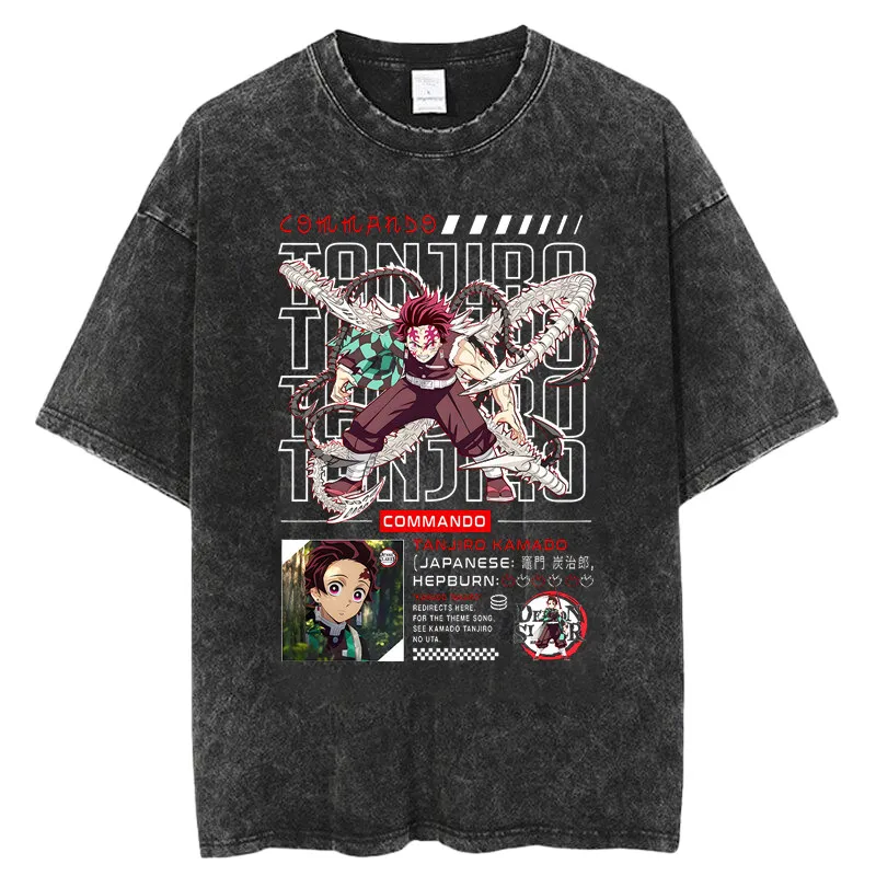 

Футболка Demon Slayer Mitsuri Kanroji 2026 летняя унисекс, хлопковая, винтажная, с эффектом потертости, оверсайз, в уличном стиле