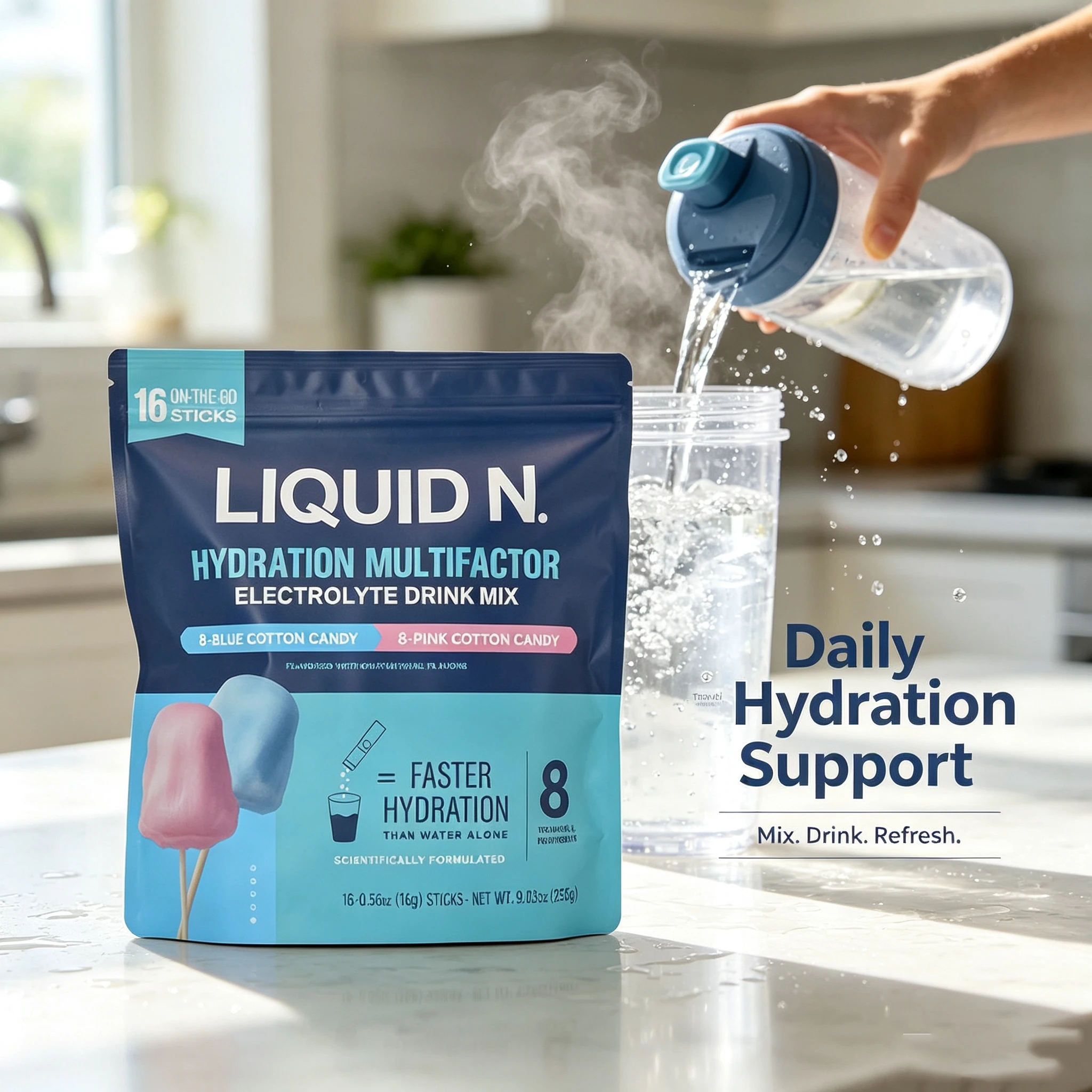 Cotton Candy Electrolyte Powder Packets 16 Servings Liquid N Hydration Multiplier Supplement