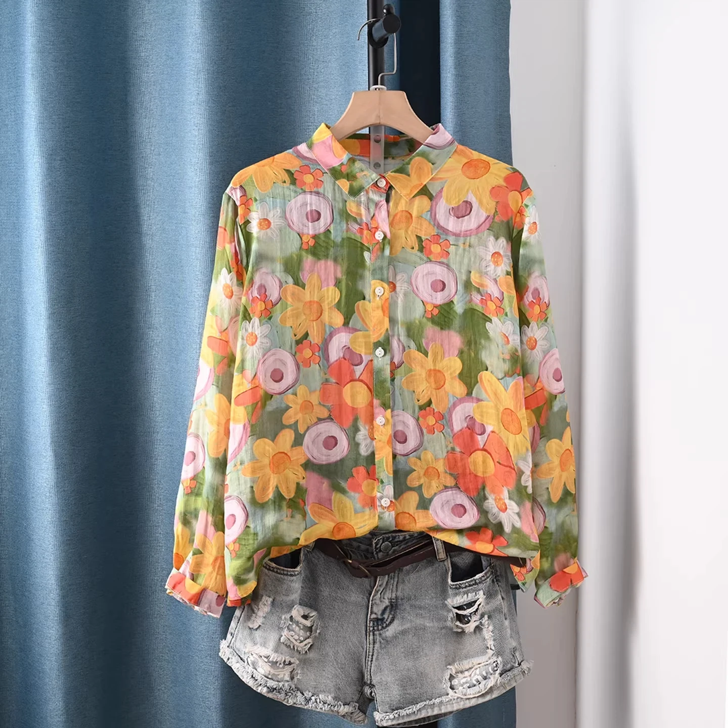 

100% льняные рубашки из рами, блузки с длинными рукавами для женщин, летние рубашки в испанском стиле, оригинальный дизайн, рубашки с цветочным принтом, винтажная одежда