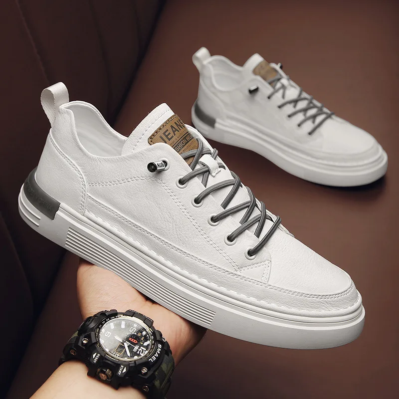 Fashion Casual Leather Shoes for Men Black Shoes Brand White Male Sneakers Office Work Shoes for Men\'s Platform Casual Shoe