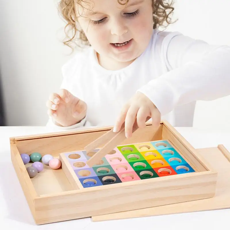 Bead Toy Montessori Wooden Beads Color Sorting Reativity Kits Art Craft Educational Interactive Sorting Board Kids Games Sensory