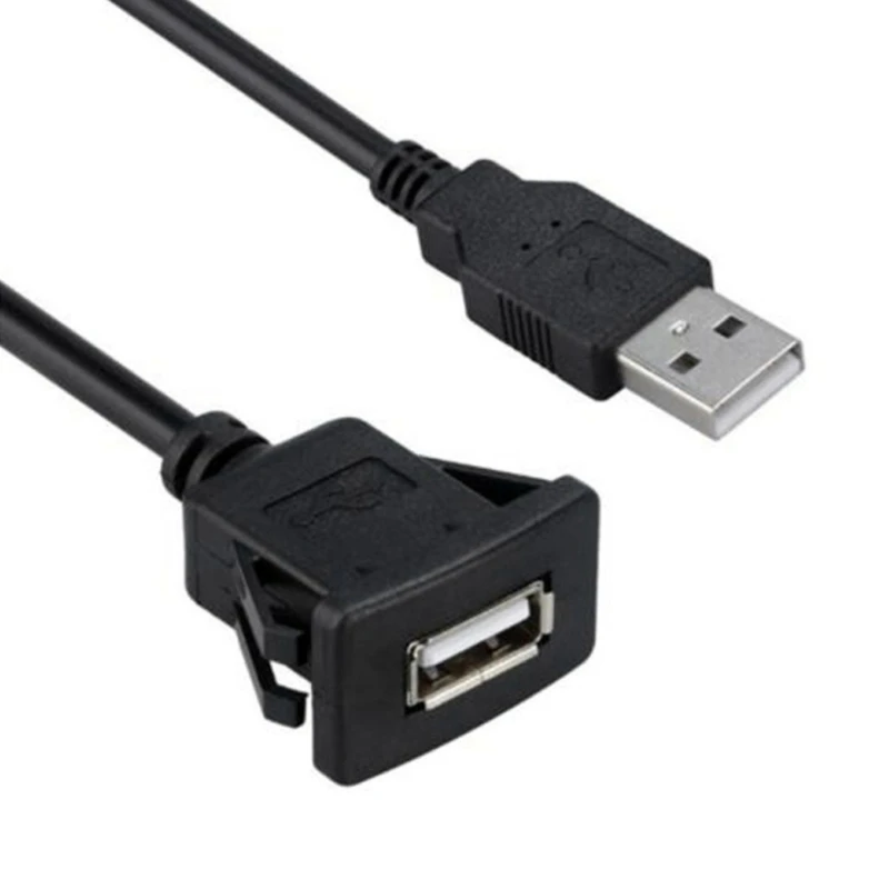 1M Socket Cable USB 2.0 Auto Car SUV Flush Mount Male to Female Extension Cord Dashboard Panel Audio Line for Motorcycle