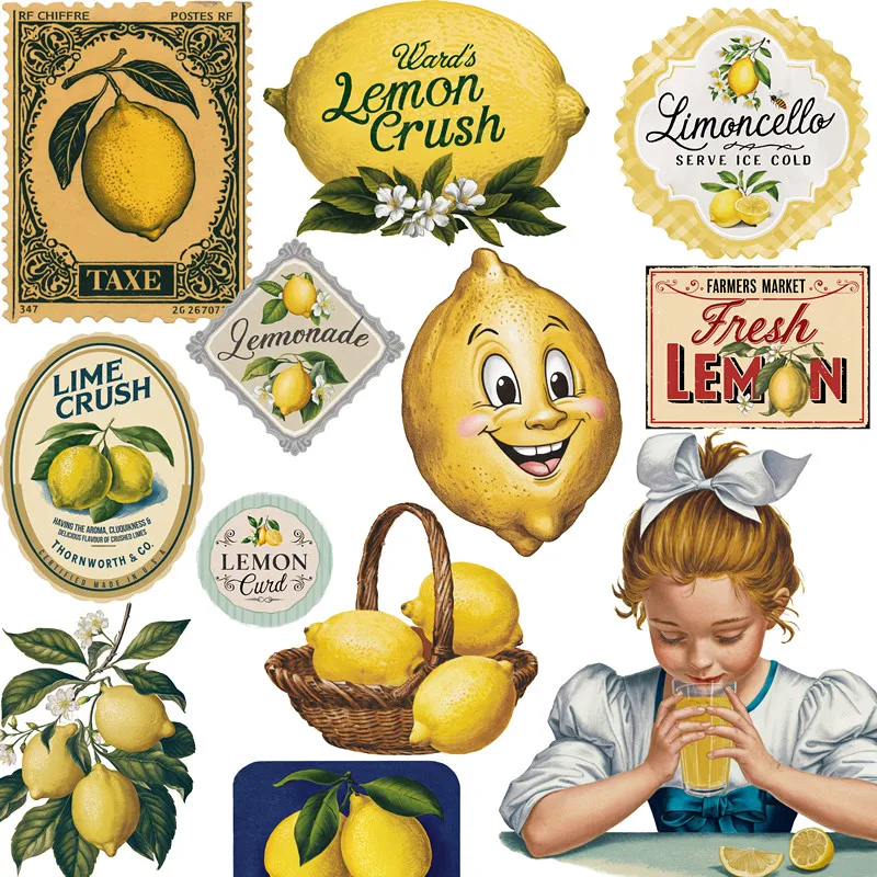 Vintage Lemon Stickers Crafts And Scrapbooking stickers kids toys book Decorative sticker DIY Stationery