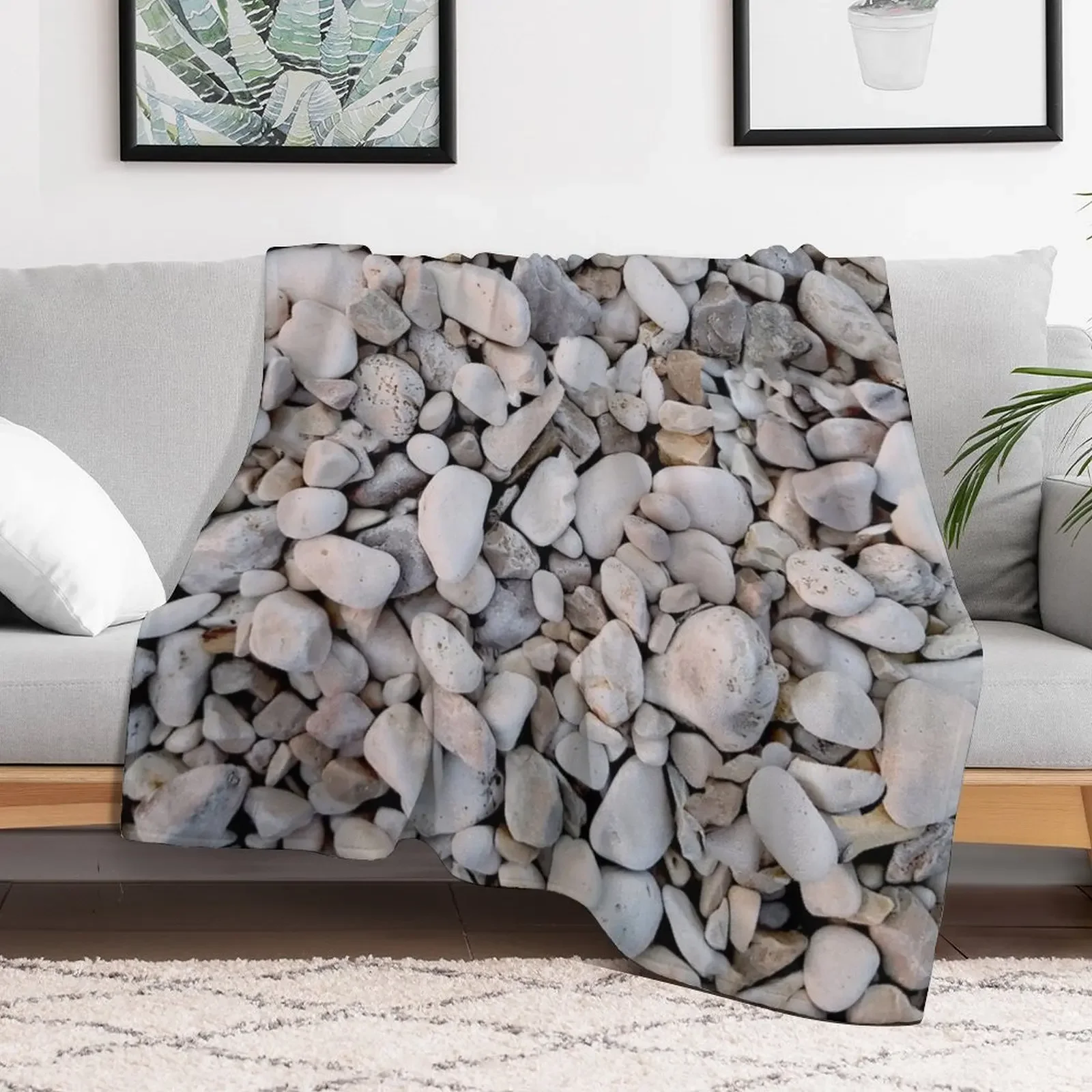 Summer break Pebble beach , Original photography Summer is my season Throw Blanket Easy Care Comfortable Blanket for Couch