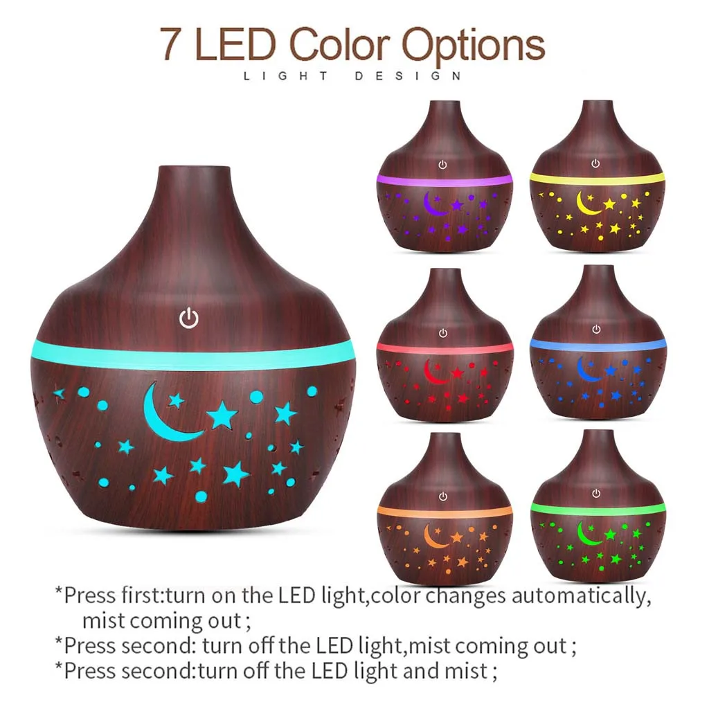 

1PC Portable Air Humidifier Mini USB Ultrasonic Aroma Essential Oil Diffuser Wood LED Night Light Electric Aromatherapy Home