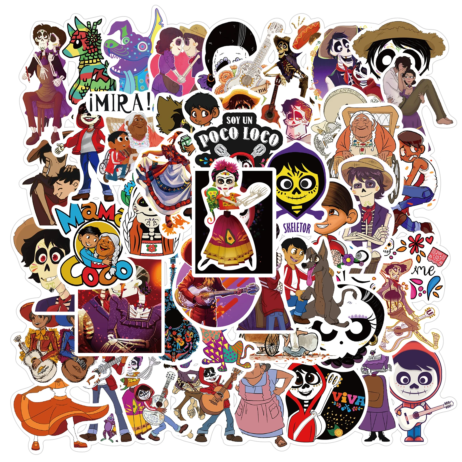 50/100 Uds Disney Coco pegatinas vinilo portátil equipaje monopatín impermeable niña niños pegatina