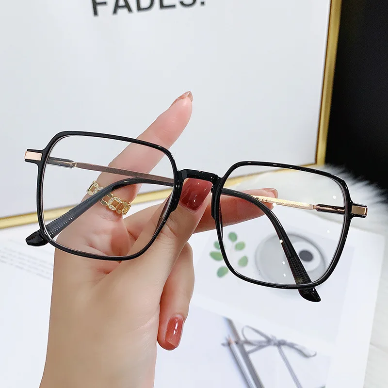 56223 Fertige Myopie-Brille für Damen, Vintage-Stil, quadratischer Rahmen, blaues Licht blockierende Brille, kurzsichtige Brille, Minus bis -6,0