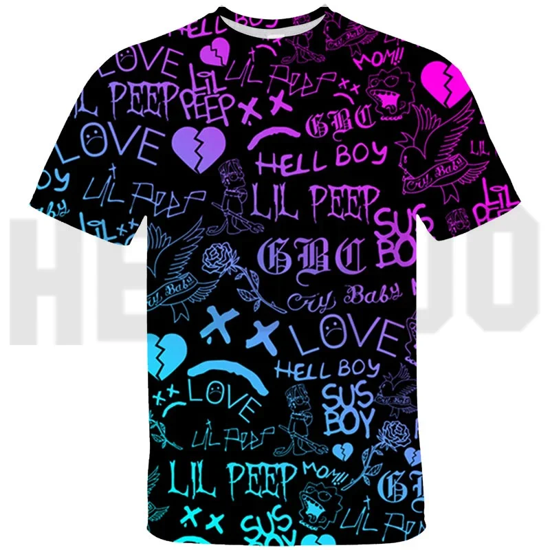 Hot Hip Hop Lil Peep Oversized T Shirt Fashion Y2K Women Loose Tees 3D Rapper Lil Peep Graphic T Shirts Children Short Tshirt