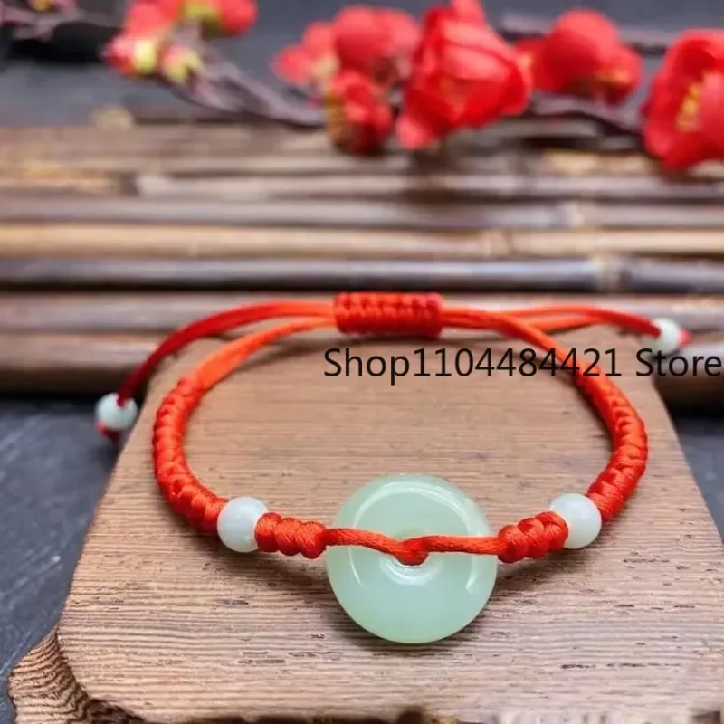 Real Jade Donut Bracelet Agate Chalcedony Bangle Gift Men Carved Designer Accessories Fashion Luxury Beaded Natural Jewelry