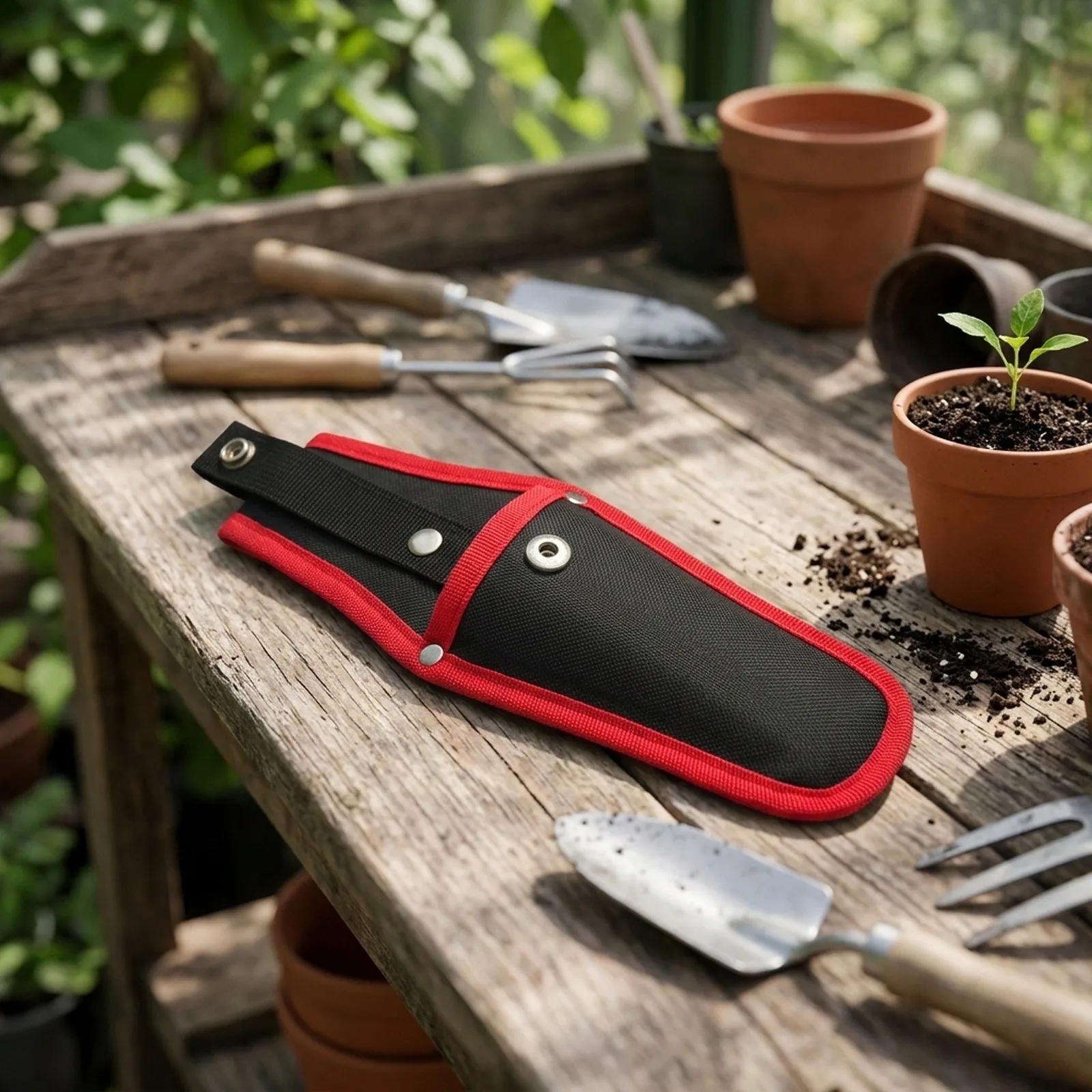 Pruner Holster Garden Pruner Sheath Canvas 23x9cm/9.06x3.54inch Adjustable Black Garden Pruning Shear Pouch  Pruner