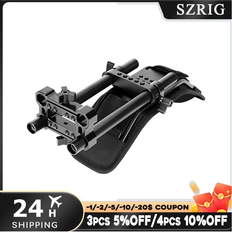 SZRIG Shoulder Mount Kit Should Pad for 15mm Rail Support Rig (Riser Railblock ) Fits DLSR and Camcorder Camera Accessories