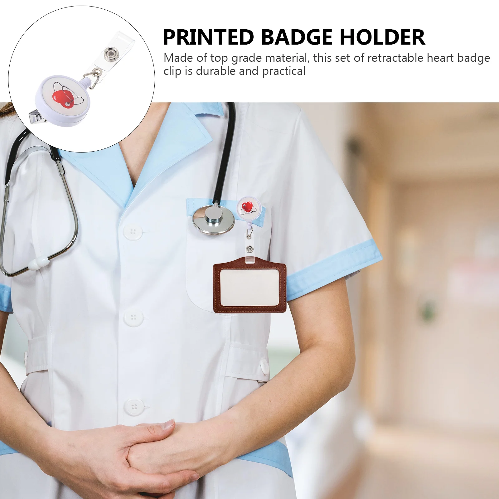 

2Pcs Nurse Badge Retractable Clip Stylish Id Holder Suitable for Office Restaurant Students Badge Holder Name Tag Clip