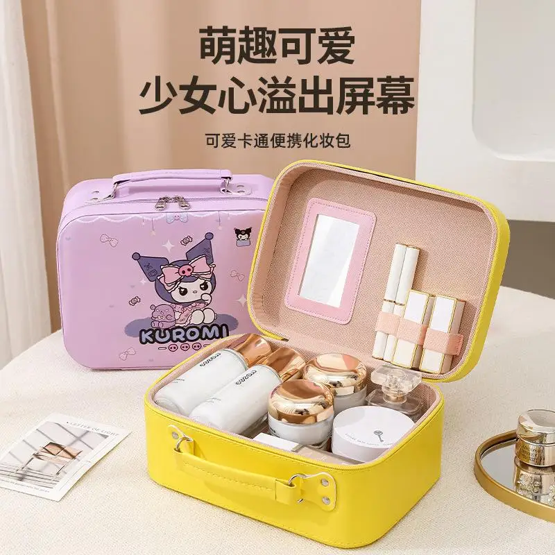 

Коробка для макияжа Sanrios Kuromi с героями мультфильмов, милый портативный сувенирный чемодан, большая вместительная косметичка, высокий внешний вид, модный подарок