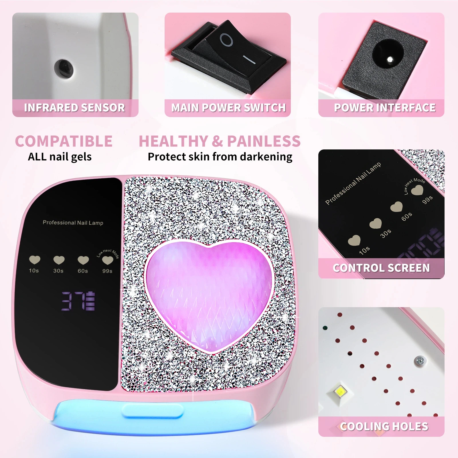 مجفف مصباح أظافر LED لاسلكي بالأشعة فوق البنفسجية مع 36 مصباح LED قابل لإعادة الشحن للأظافر معدات تجفيف أكريليك لطلاء جل الأشعة فوق البنفسجية