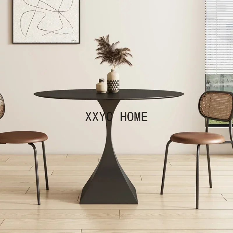 Slate Retro Living Room Table Simple Round Nordic Black  Minimalist Modern Mesas De Comedor Home Furniture HD50CZ