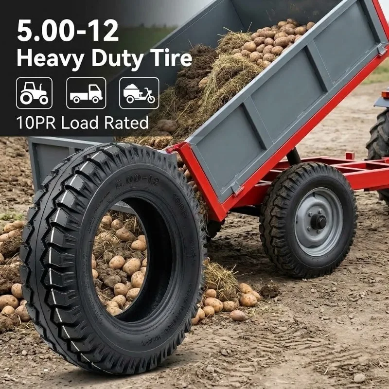 1PCS 4.50-12 450-12 5.00-12 500-12 8PR 10PR Tire Cargo Tricycle Tuk Tuk Mini Dumper Micro Truck Tractor 3 Wheelers ATV Rear Tyre