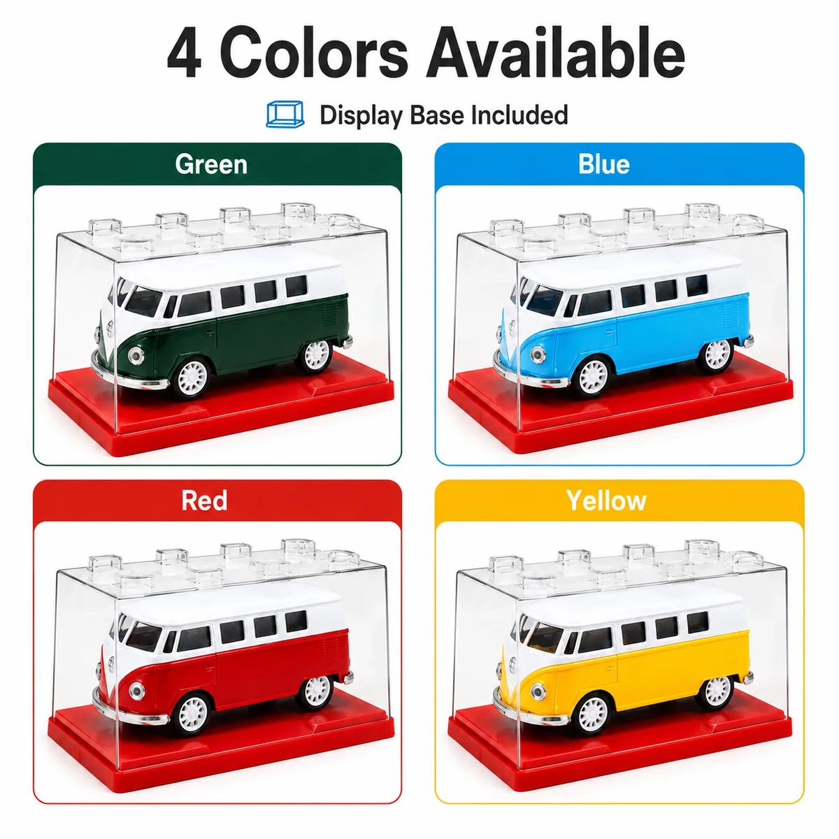1:32 Scale Classic Bus Model, Die-cast Metal Body with Display Case, Openable Door, Pull Back Function, Vintage Collectible Gift