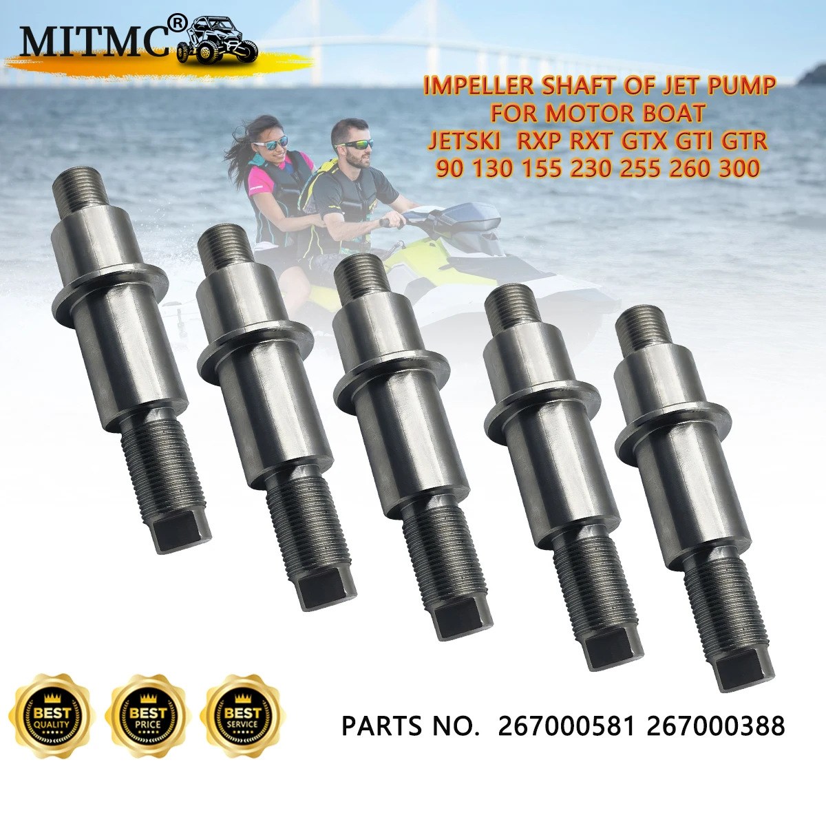 5pcs Impeller Shaft of Jet Pump For Motor Boat jetski RXP RXT GTX GTI GTR 90 130 155 230 255 260 300 OEM: 267000581 267000388