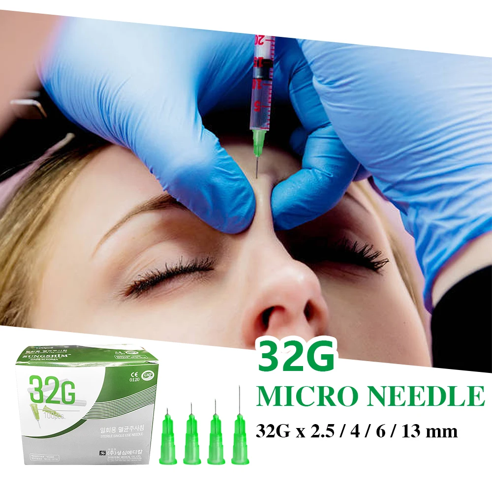 100pcs Painless Meso Needle 32G 34G 30G 4/13/6mm Disposable Micro-Plastic Cosmetic Sterile Mesothereapy Needle