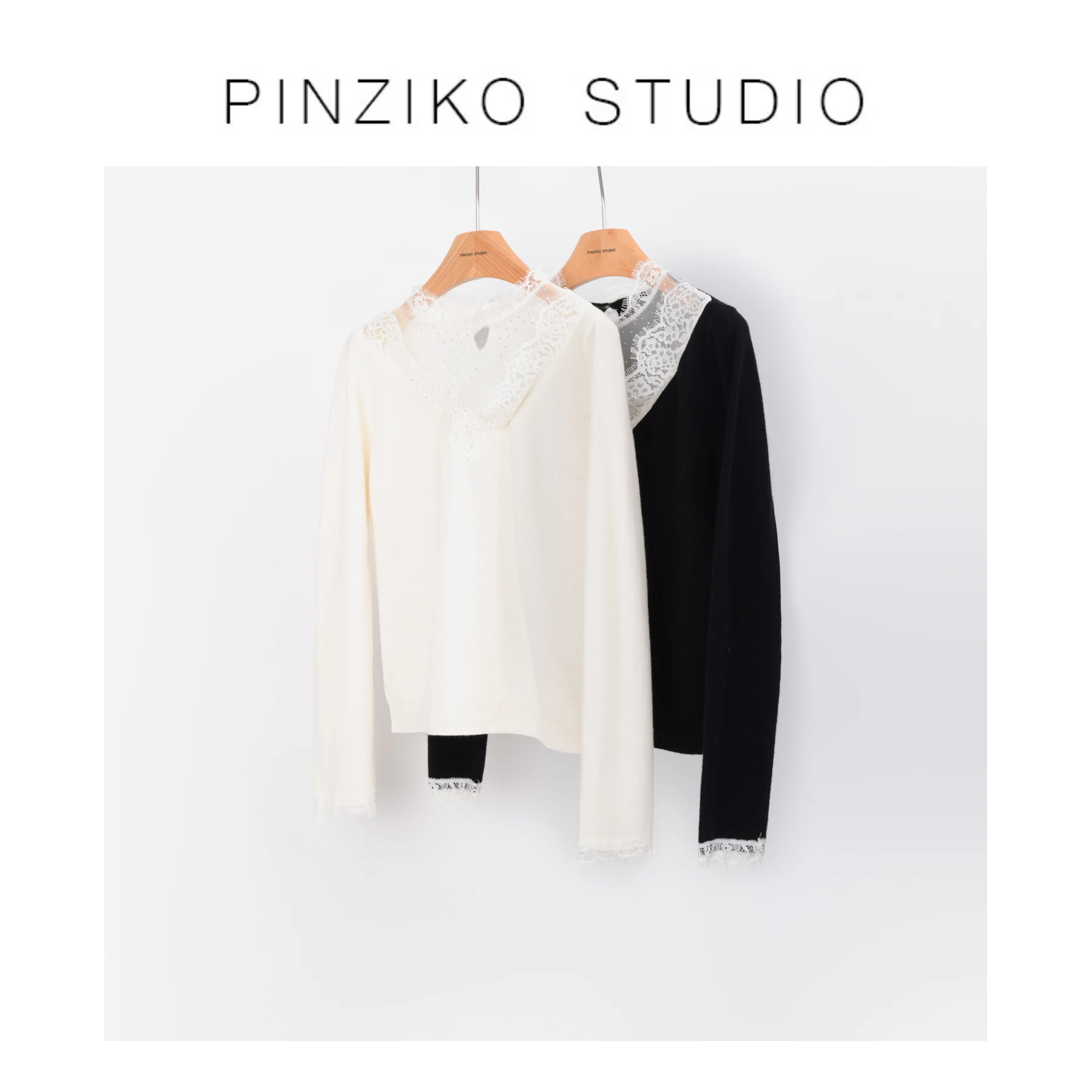 

PINZIKO Ele женский свитер из тяжелого кружева, 00% шерсть, универсальный осенне-зимний модный мягкий уютный дизайн с кроликом, качество премиум-класса