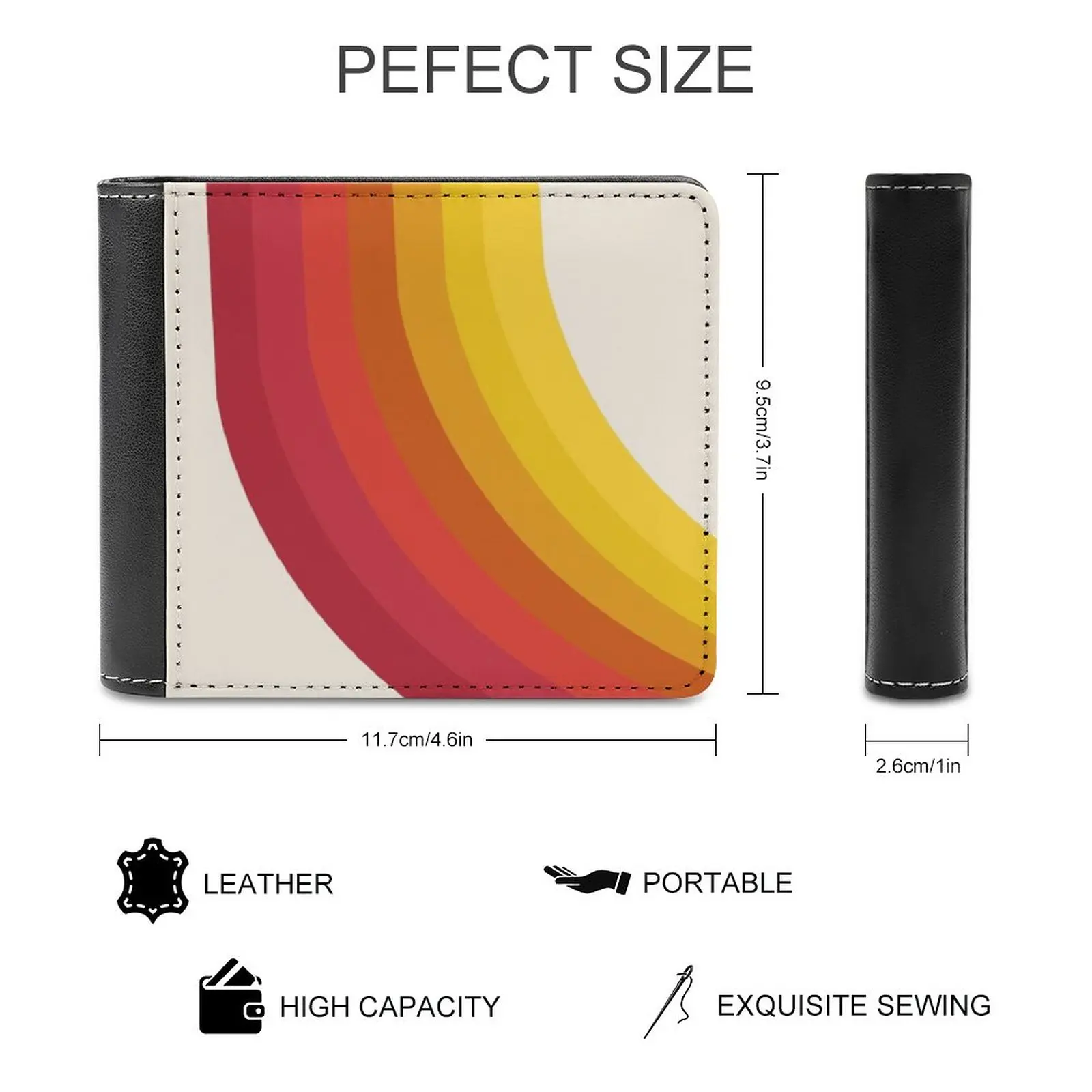 4 Sho Retro 70S Style Throwback Vibes 1970's Trendy Decor Art Minimalist Rainbow Stripes Men's Wallet Purses Wallets New Design