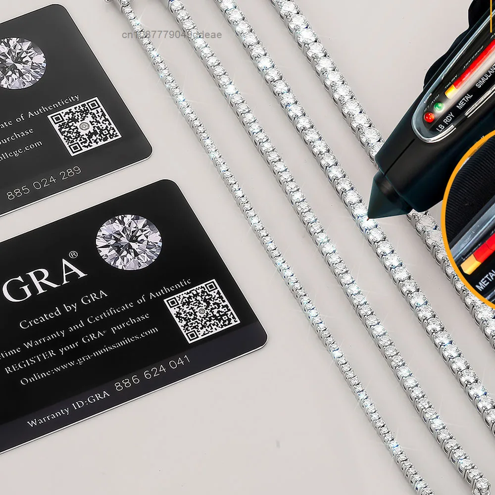 

Ожерелье S925 Муассанит Муассанит Теннисная Цепочка Стерлинговое Серебро 925 Позолота 14 К Женщины Мужчины Подарок VVS Lab Бриллиантовый Браслет N