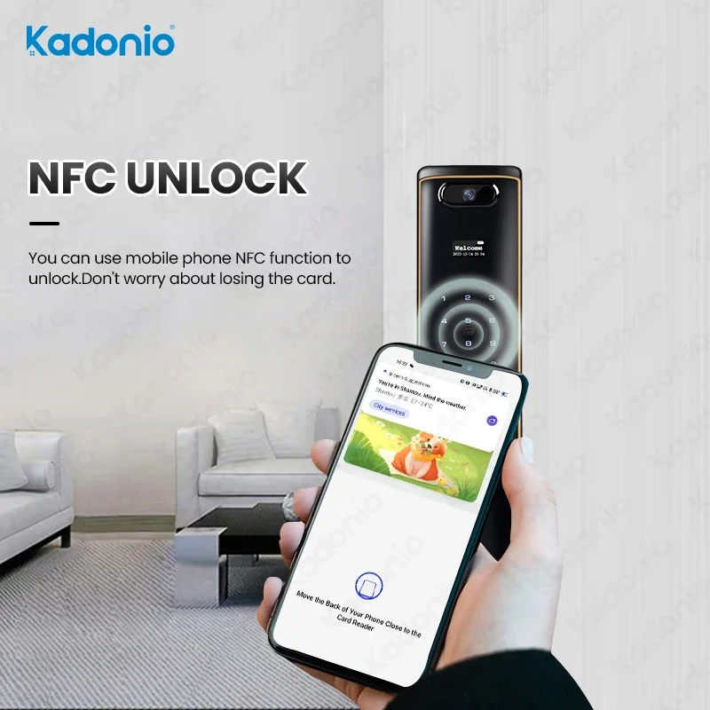 Kadonio Automatic Main Door Lock Digital Electronic Smart Fingerprint Unlock Door Lock With Biometric Camera