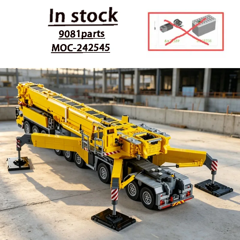 MOC-242545 Neuer Schwerlast-Gelbkran aus Bausteinen, Modell 9081, Teile MOC, Geburtstagsgeschenk, Neujahrsgeschenk, Weihnachtsgeschenk