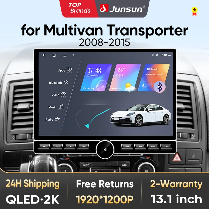 Junsun 13,1″ QLED Wireless CarPlay Android Auto Autoradio für Volkswagen Multivan T5 2008-2015 Intelligente Systeme DSP SWC RDS