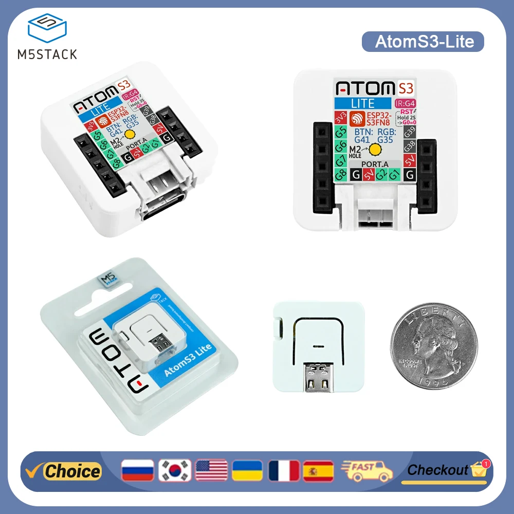 

M5Stack AtomS3 Lite ESP32-S3 Development Board, Wi-Fi & Bluetooth IoT Kit, 8MB Flash, Programmable Microcontroller for Arduino