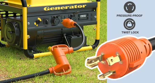 Nilight RV Generator Adapter Cord 30A-30A L5-30P to TT-30R 10AWG Copper Heavy Duty Twist Lock Male to Female for Camper Trailer