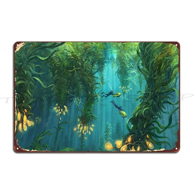 Subnautica Crashed Spaceship Poster Exploring The Lost River Ghost Leviathan Metal Signs