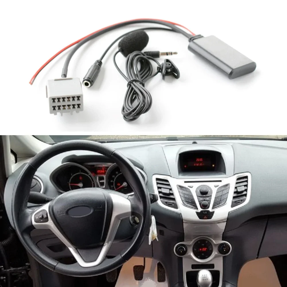 

Черный ABS Bluetooth-кабель для Ford Fiesta 2008-2010, автомобильный Bluetooth-Кабель-адаптер aux с микрофоном