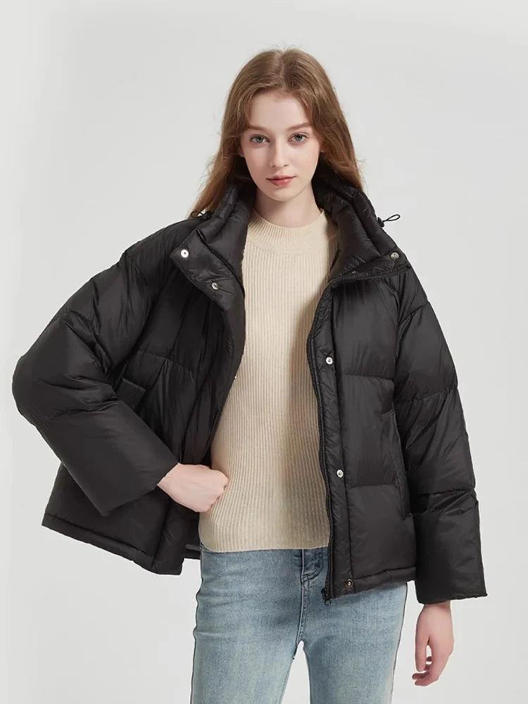 SuyaDream, Women's Down Coat , 90%White Duck Down, Stand Collar, Quilted Solid Puffer Jacket, Reversible 2024 Fall Winter Parkas