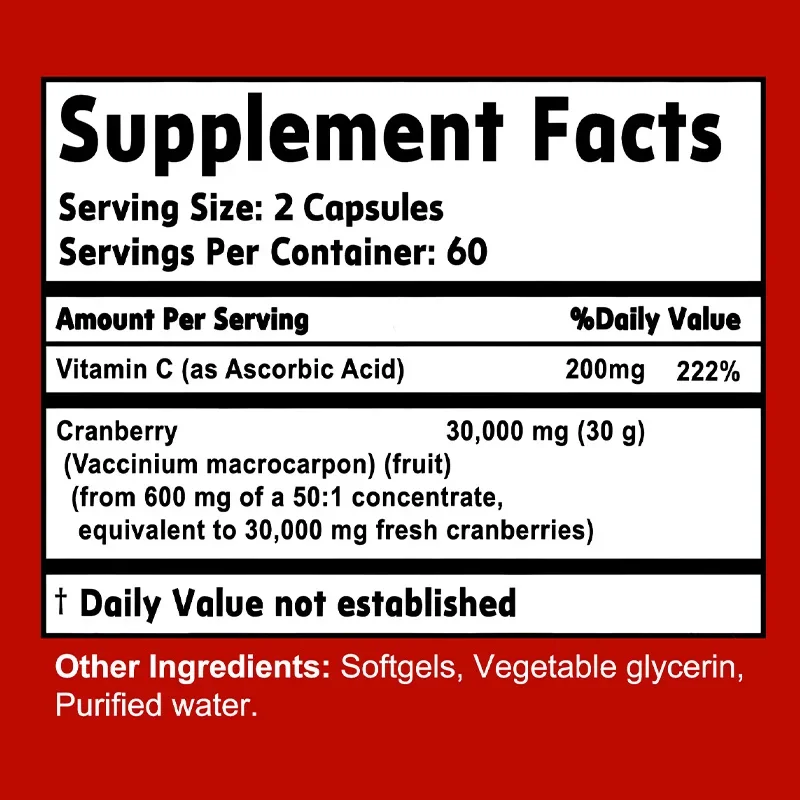 Cranberry extract contains natural flavonoids and proanthocyanidins, supports cardiovascular health, natural antioxidants