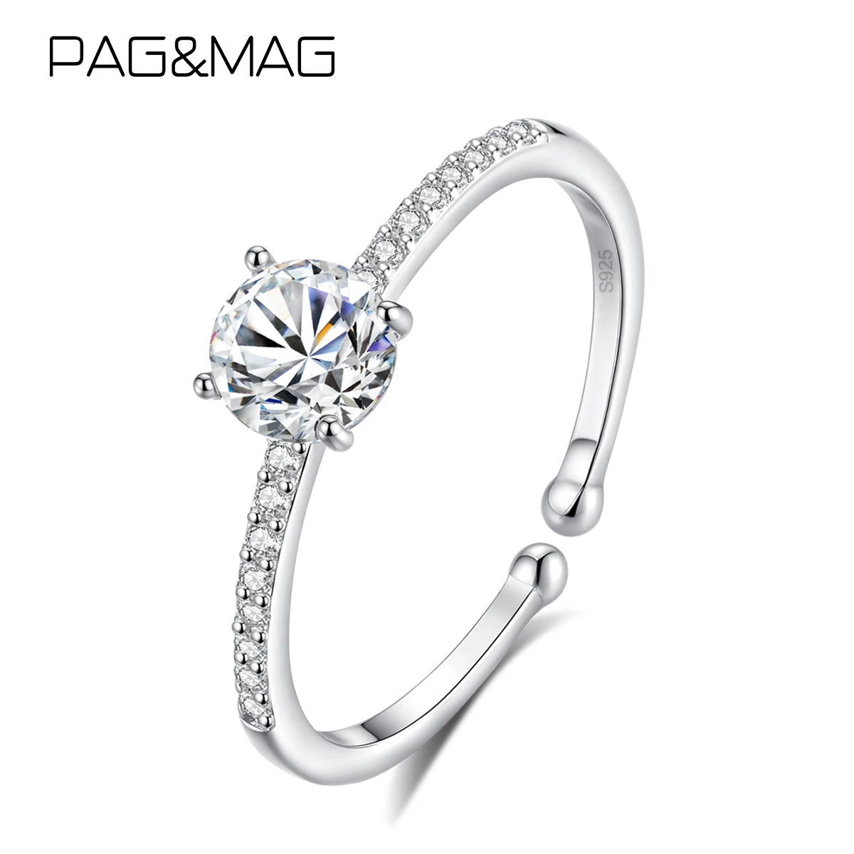 pag-mag-s925-スターリングシルバー-シンプルなラウンドリング-絶妙な結婚式の婚約指輪-オープンフィンガーリング-女性用-ブライダル-シャイニー-ジュエリー