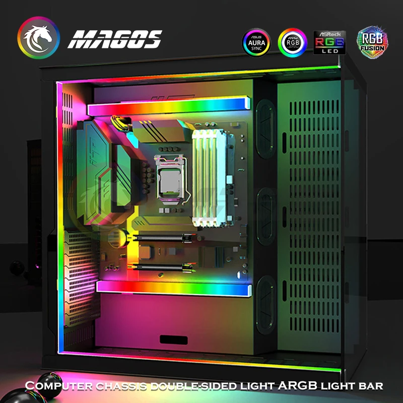 ไฟแชสซีสตริปสตรีมเมอร์ RGB การซิงค์5V m/b 30ซม. หรือ40ซม. สำหรับตกแต่ง casing PC