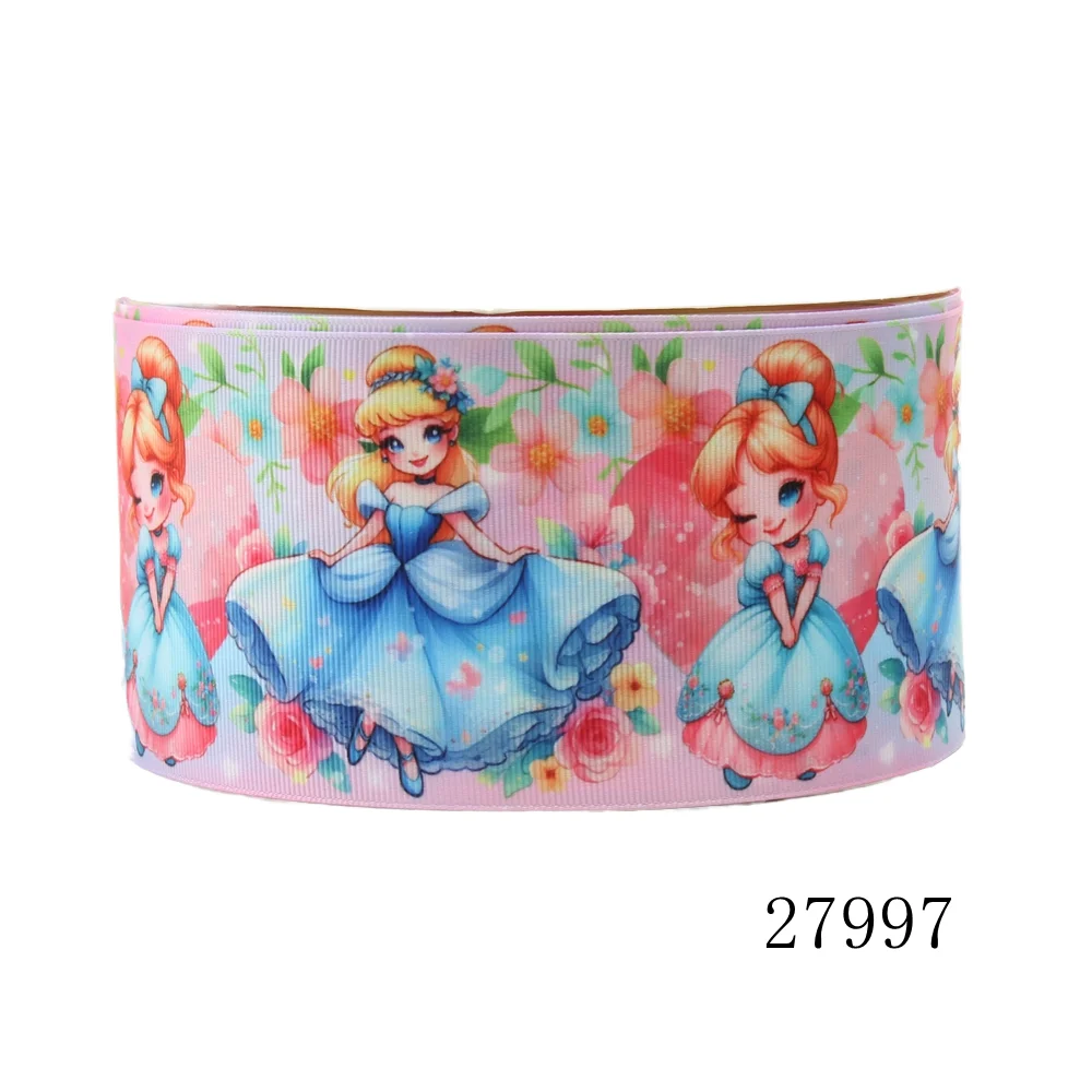 5Yards Disney Princess Spring Flower Grosgrain Ribbon for Hairbows Gifts Packing DIY Craft Materials