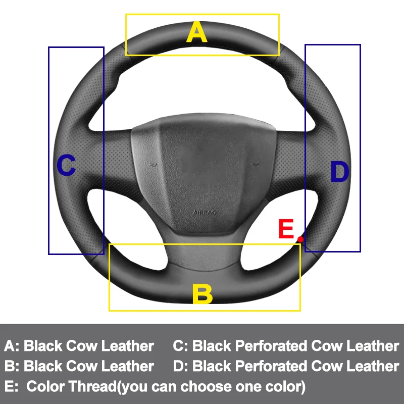 Cow True Leather Hand Sewing Car Steering Wheel Cover For Citroen Jumpy Spacetourer Peugeot Expert Traveller Fiat Scudo 16-22