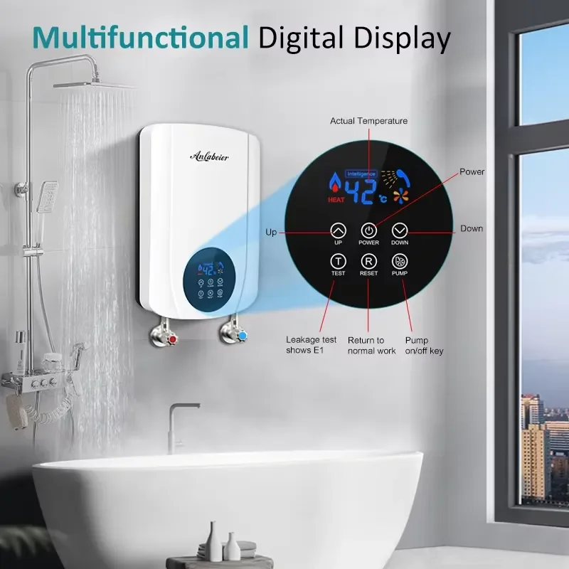 Small Size Touch Control Wall Mounted Instant Water Heaters for Hotels Electric Stainless Steel Heating Element LED