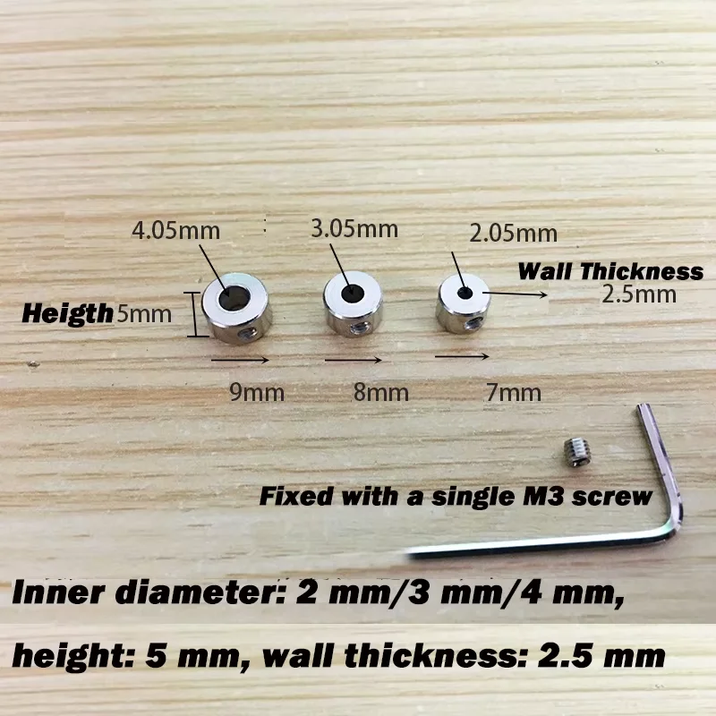 5pcs Metal Shaft Clamping Sleeve 2/3/4/5/6/7/8/10/12mm Rc Model Steel Nickel-plating Wheel Lock Collar Shaft Axle Bushing