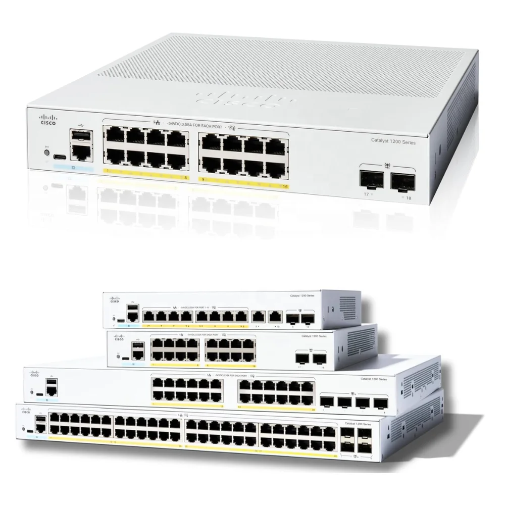 Original NEW for Switch C1200-8P-E-2G 1200 8-Port for PoE 2x1G Combo SNMP QoS VLAN Stackable SFP Fiber 56 Gbps 16GB Flash