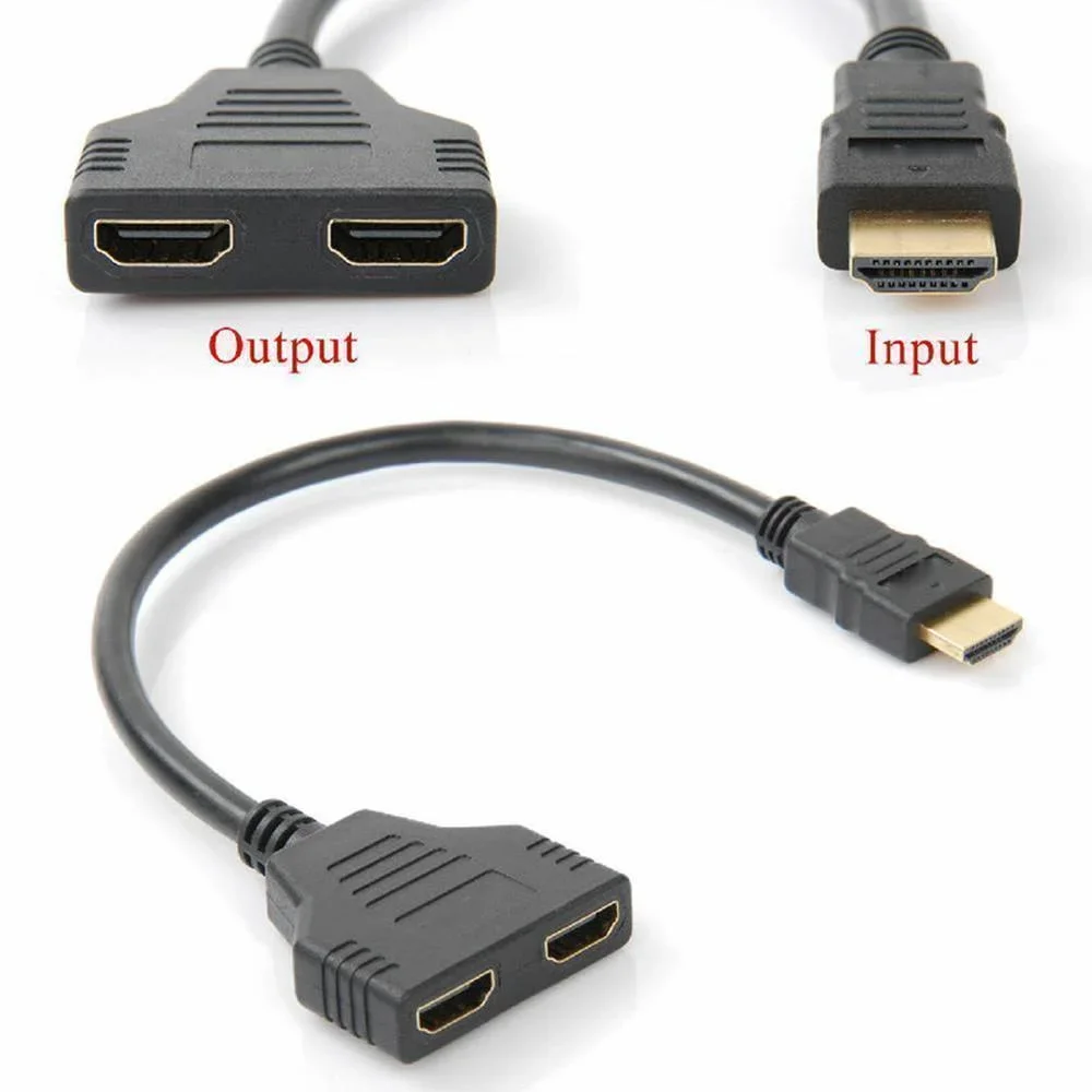 One Male To Two Female Port Adapter Converter HDMI-compatible Cable Splitter HDTV 2-port HDMI-compatible Switch