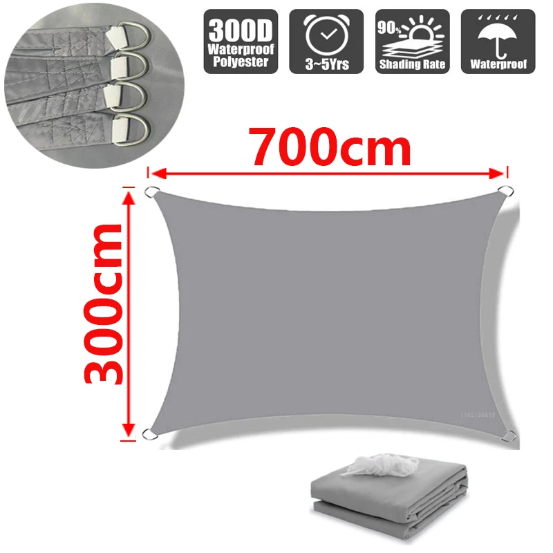 Schaduwzeil voor buiten, 300D polyester waterdichte UV-bestendige luifel, zonneschijnluifel voor terras, automat, achtertuin, tuin, enz.