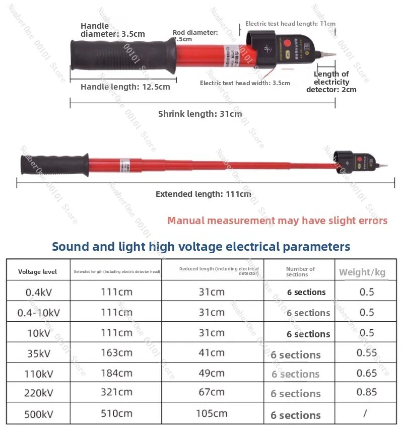 GDY جهاز قياس الجهد الكهربائي العالي الصوت والضوء إنذار تلسكوبي جهاز قياس الجهد العالي القلم كهربائي 10kV تستر #6