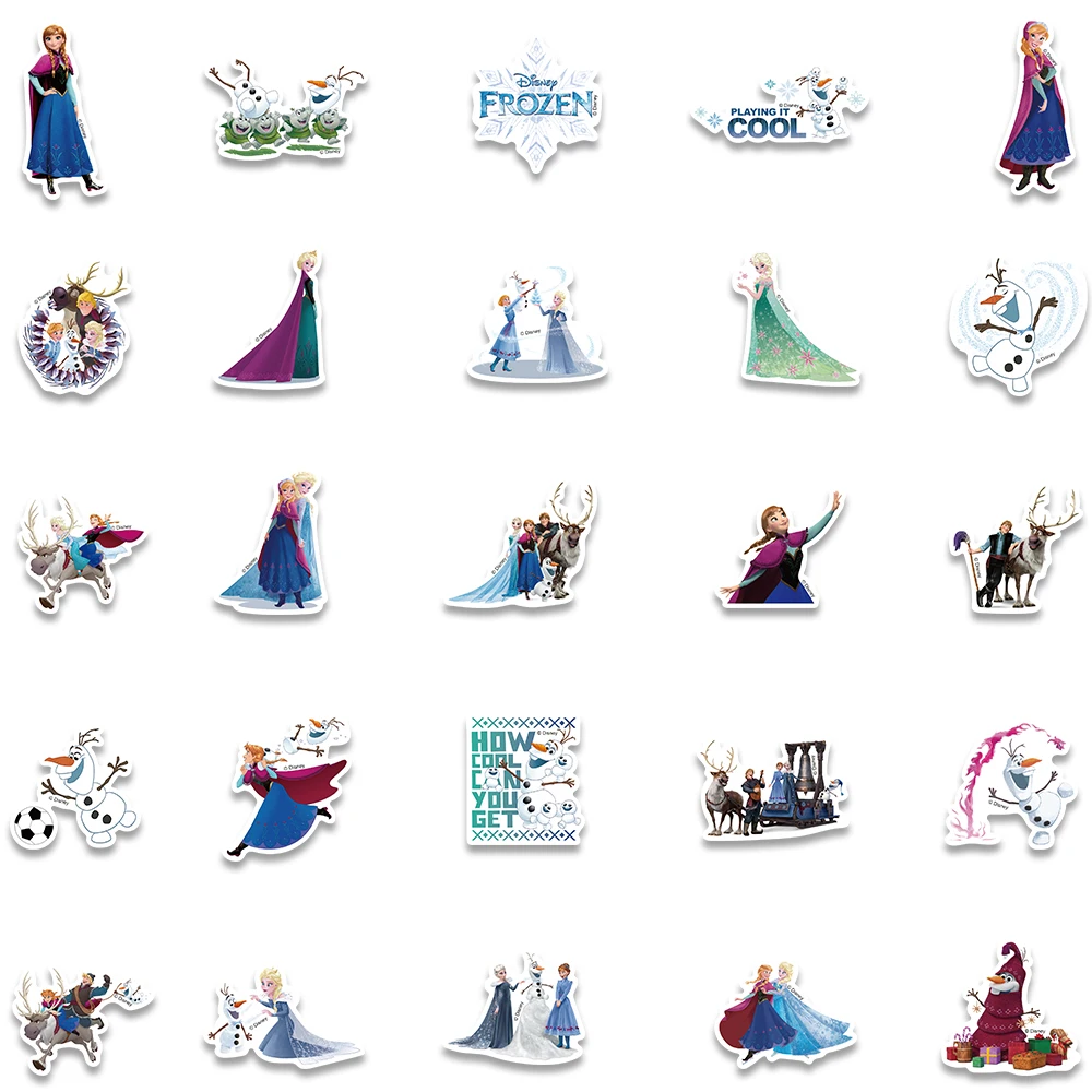 50pcs Disney Frozen Elsa Princess Stickers decalcomanie estetiche Graffiti per bambini Laptop bagagli Skateboard Scrapbook Sticker